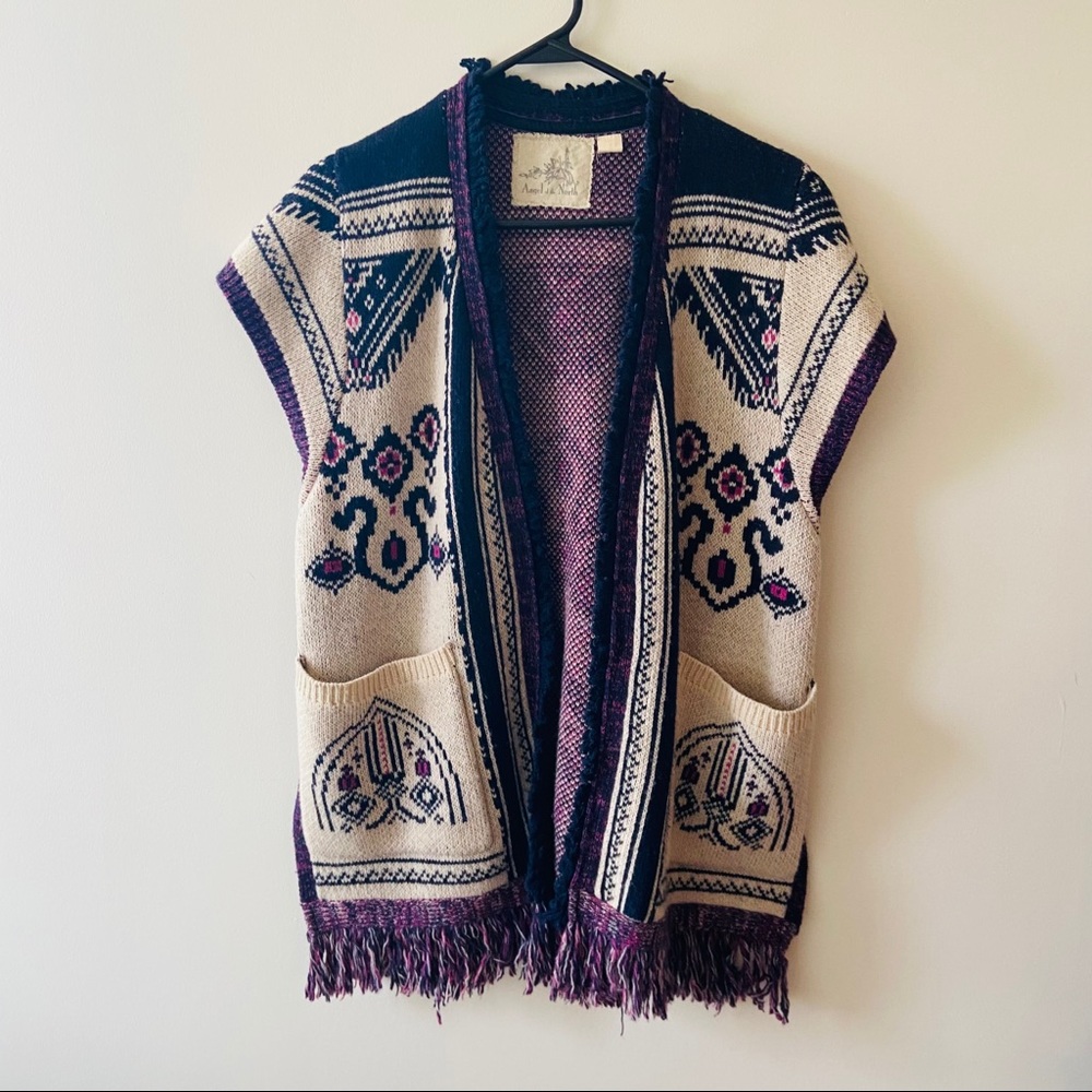 Anthropologie Angel Of The North Purple Boho Vest